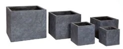 Plantenbak Arizona Cubi - L34 X B34 X H30cm - Donkergrijs -Huisdecoratie arizona cubi graphite w34h30 plantenbak 7 8