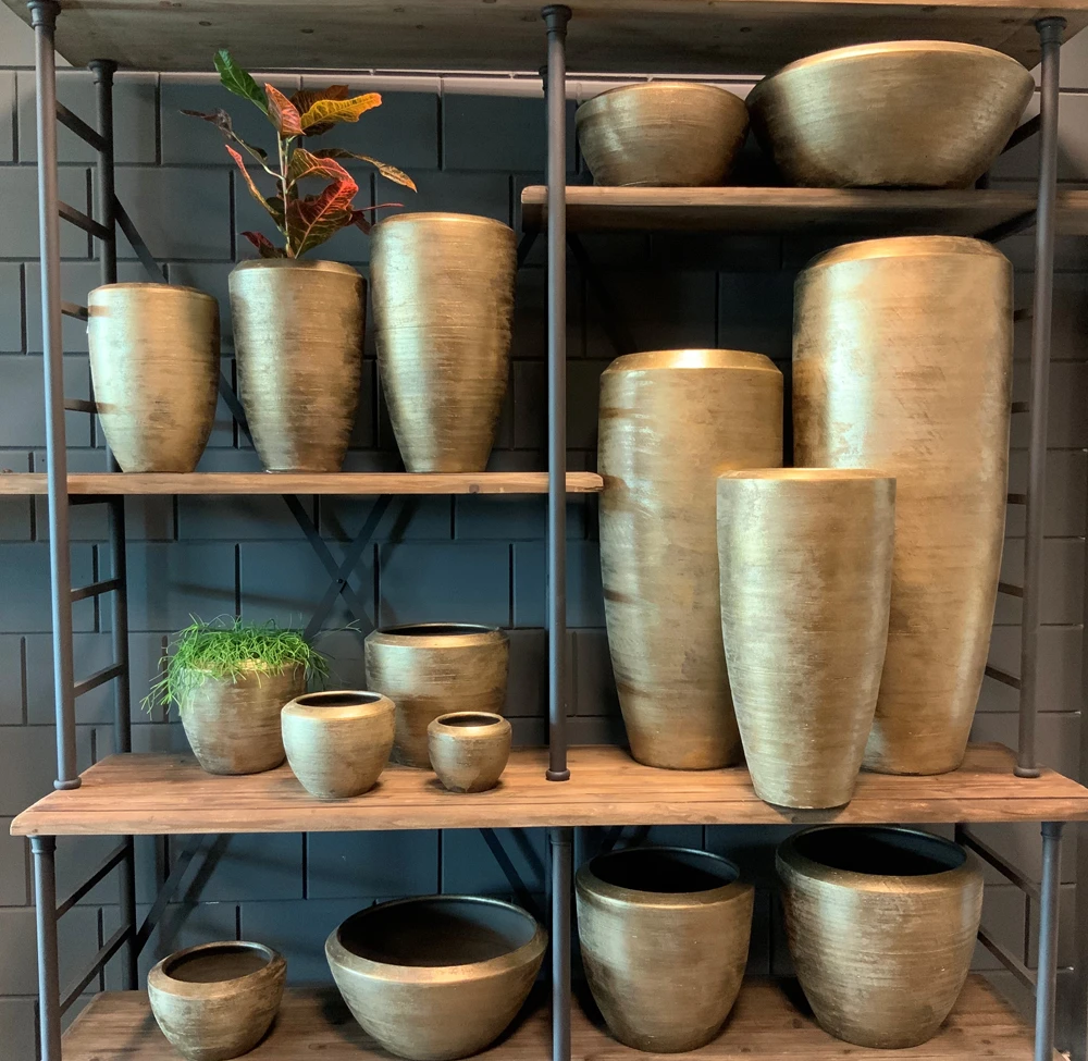 Bloempot Kos - D30 X H27cm - Goud 5 Bloempot Kos - D30 X H27cm - Goud - Afbeelding 3