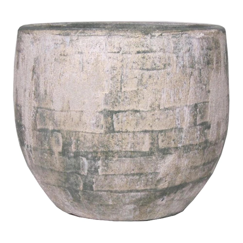 Bloempot Steef - D39 X H36cm - Creme Groen 3 Bloempot Steef - D39 X H36cm - Creme Groen