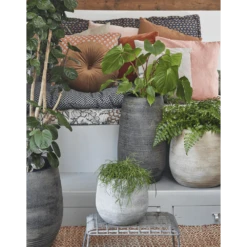 Bloempot Victor - H24 X D25cm - Grijs -Huisdecoratie bloempot victor h24 x d25cm grijs bloempot 2 1