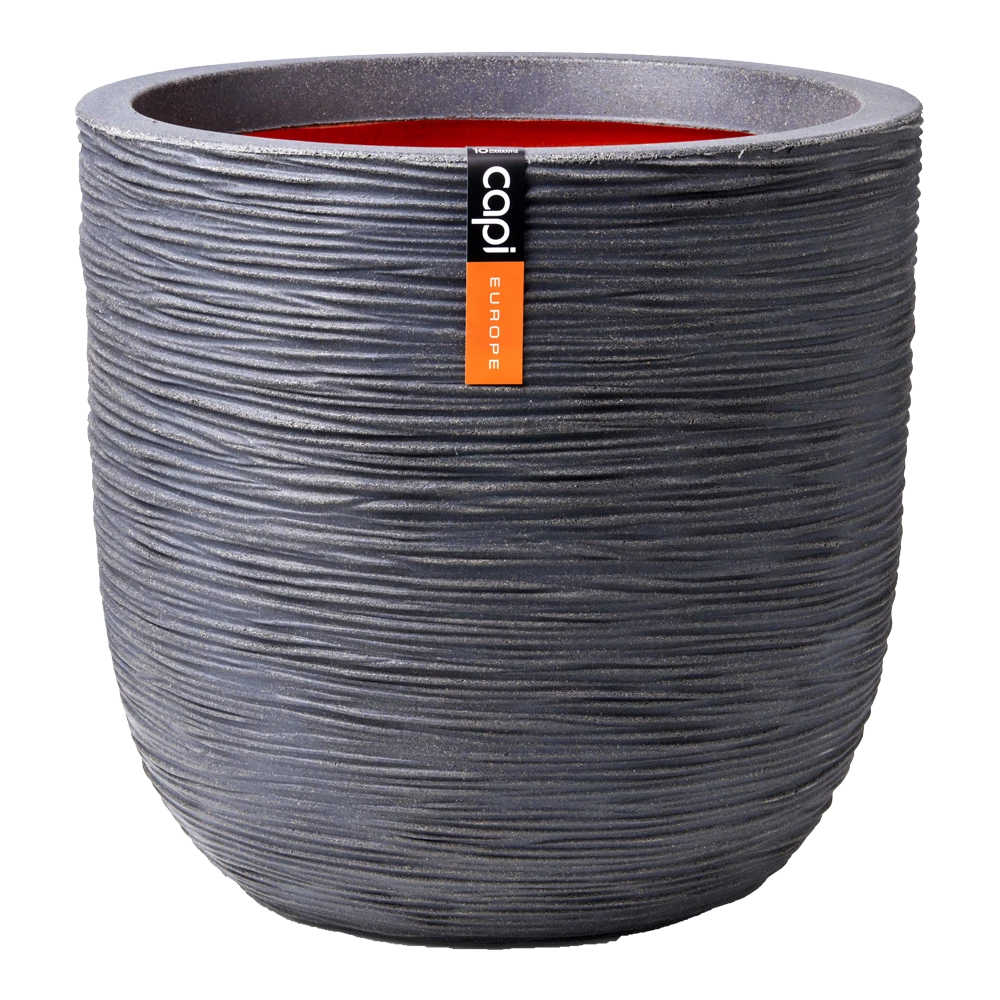 Capi Bloempot Bol Nature Rib NL - D43 X H41cm - Donkergrijs