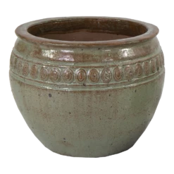 Bloempot Glazed Off Rim Bowl - D59 X H45cm - Groen
