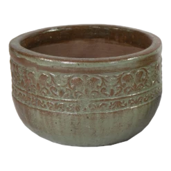 Bloempot Glazed Off Egg Low - D57 X H37cm - Groen