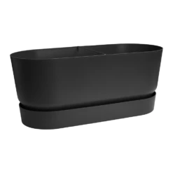 Bloembak Elho Greenville Terrace 80cm - Met Wielen - Living Black -Huisdecoratie greenville terrace trough 80cm wheels plantenbak living black 3 9