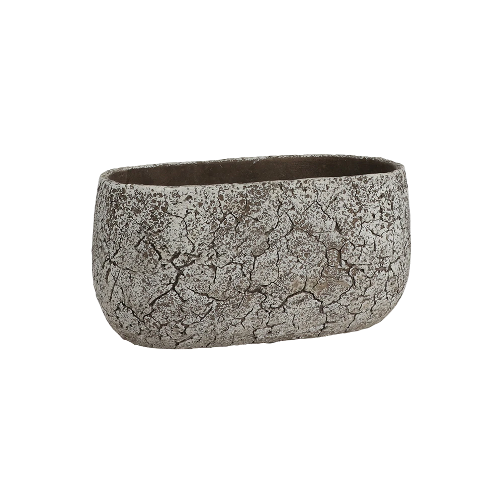 Bloempot Thomas Ovaal - L24 X B14 X H12cm - Off White 3 Bloempot Thomas Ovaal - L24 X B14 X H12cm - Off White