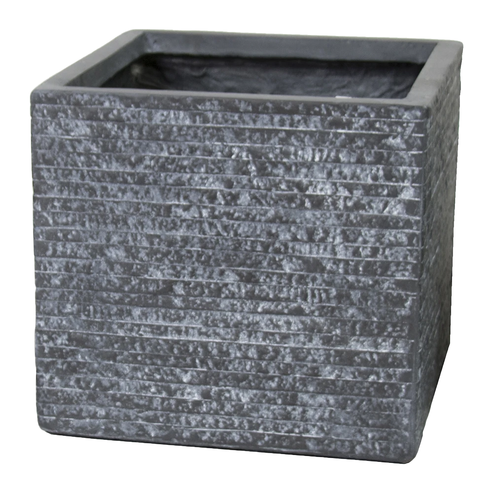 Plantenbak Utah Cubi - L20.5 X B20.5 X H22cm - Donkergrijs 3 Plantenbak Utah Cubi - L20.5 X B20.5 X H22cm - Donkergrijs