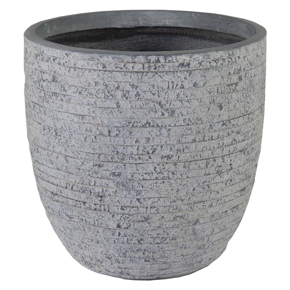 Bloempot Utah Egg Washed - D32 X H31cm - Grijs 3 Bloempot Utah Egg Washed - D32 X H31cm - Grijs