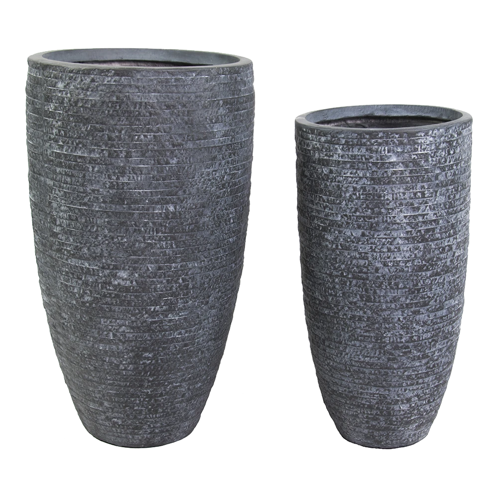 Bloempot Utah High Vase - D34 X H66cm - Donkergrijs 4 Bloempot Utah High Vase - D34 X H66cm - Donkergrijs - Afbeelding 2