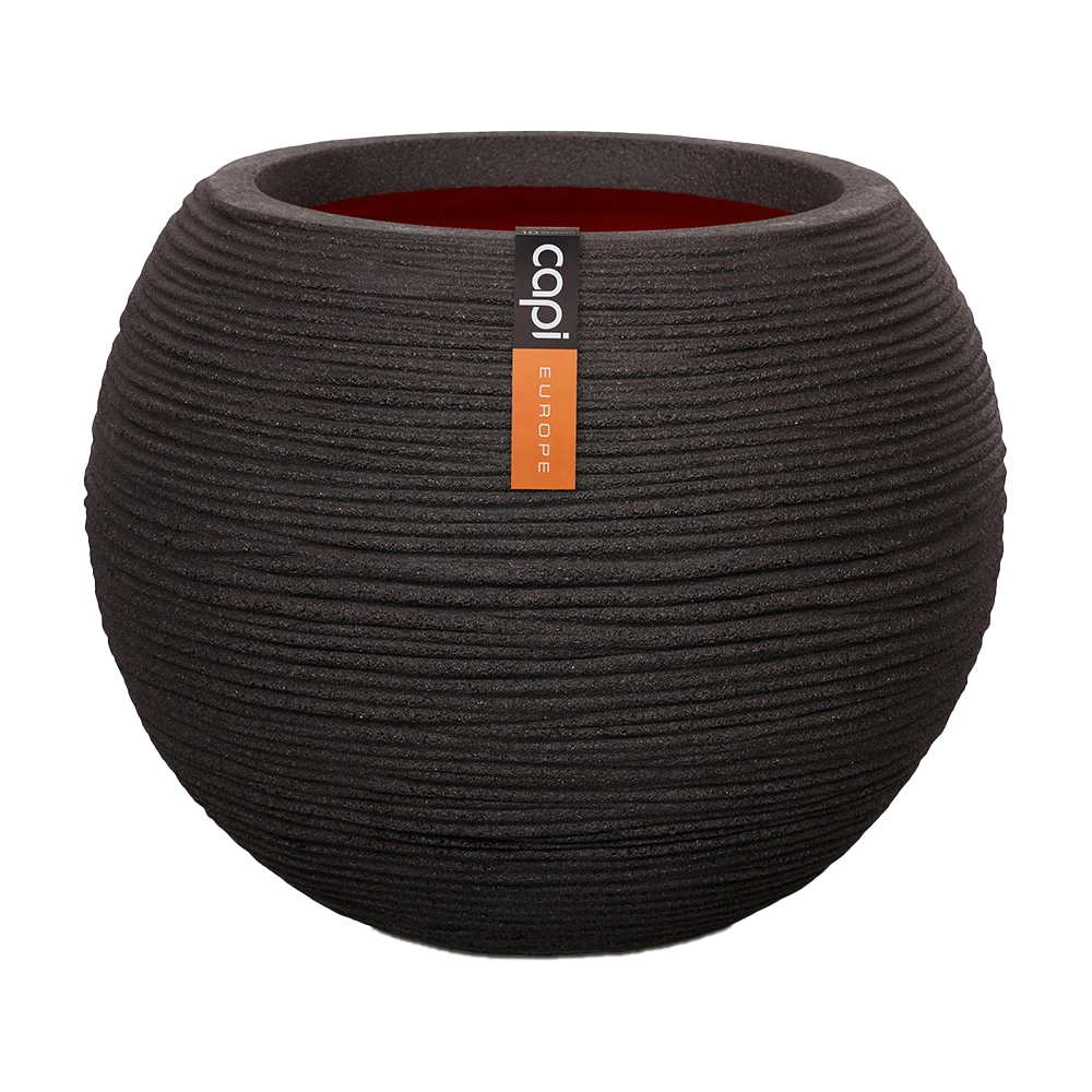 Capi Bloempot Hoog Nature Rib NL - D40 X H32cm - Zwart 3 Capi Bloempot Hoog Nature Rib NL - D40 X H32cm - Zwart