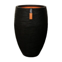 Capi Bloempot Hoog Nature Elegant Deluxe Rib NL - D38 X H58cm - Zwart