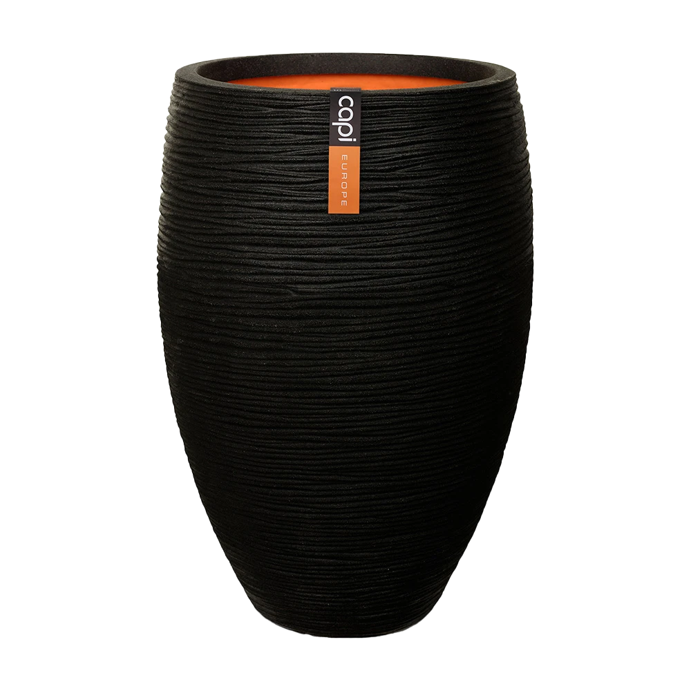 Capi Bloempot Hoog Nature Elegant Deluxe Rib NL - D38 X H58cm - Zwart 3 Capi Bloempot Hoog Nature Elegant Deluxe Rib NL - D38 X H58cm - Zwart