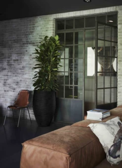 Capi Bloempot Hoog Nature Elegant Deluxe Rib NL - D56 X H84cm - Zwart -Huisdecoratie vaas elegant deluxe rib nl 56x84 zwart bloempot 2 4