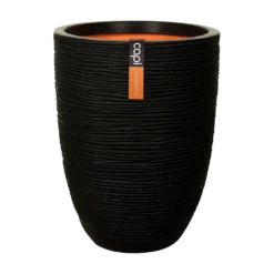 Capi Bloempot Nature Elegant Rib NL - D46 X H58cm - Zwart