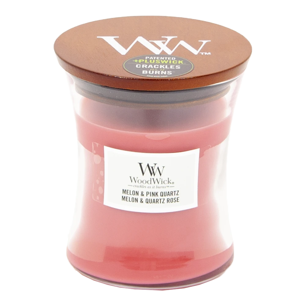 Woodwick Melon & Pink Quartz Medium Candle - Geurkaars 3 Woodwick Melon & Pink Quartz Medium Candle - Geurkaars