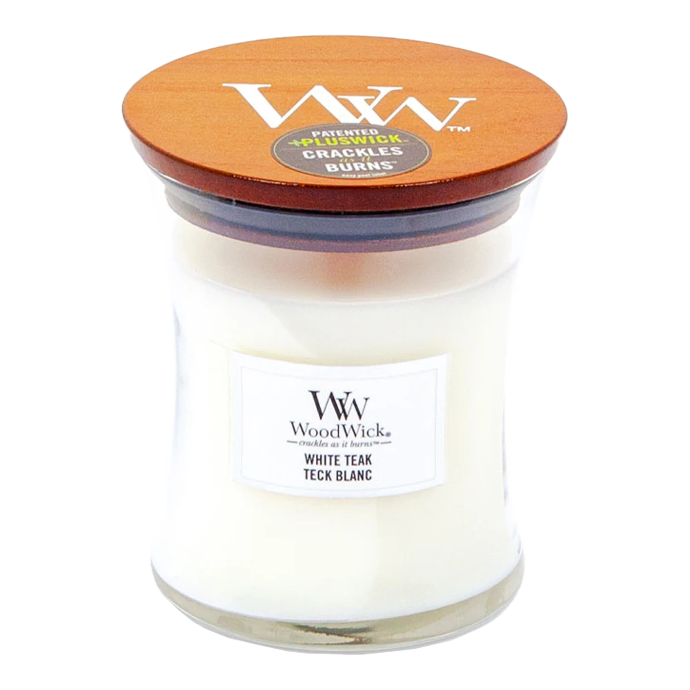 Woodwick White Teak Medium Candle - Geurkaars 3 Woodwick White Teak Medium Candle - Geurkaars